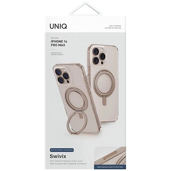 Etui UNIQ Swivix 360 Rotating Kickstand na iPhone 16 Pro Max - złote