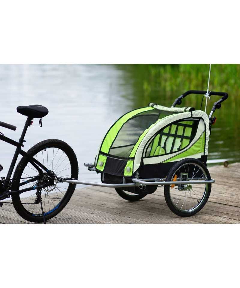 Przyczepka rowerowa 3w1 + OŚWIETLENIE LED 2-osobowa + JOGGER
