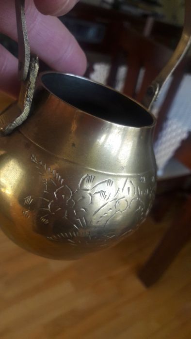 Stary czajnik mosiężny ,czajniczek mosiądz 2 szt,imbryk-metaloplastyka