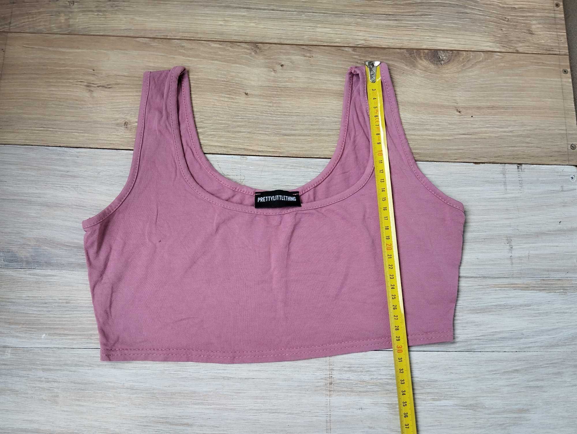 liliowy crop top fioletowy bralet pin up ramiączka retro M elastyczny