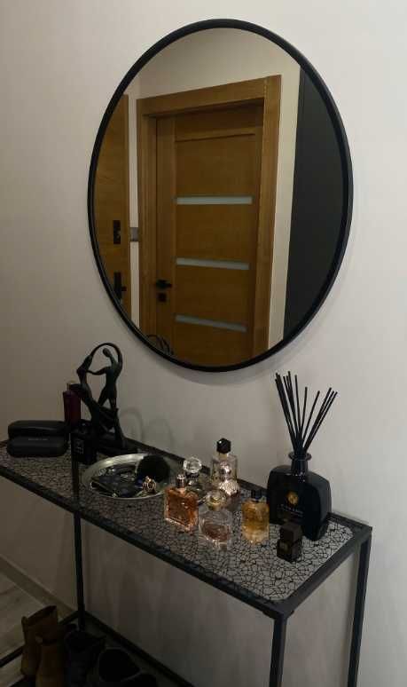 Duże OKRĄGŁE LUSTRO Wiszące 80cm Czarne Do Łazienki Salonu (WYPRZEDAŻ)