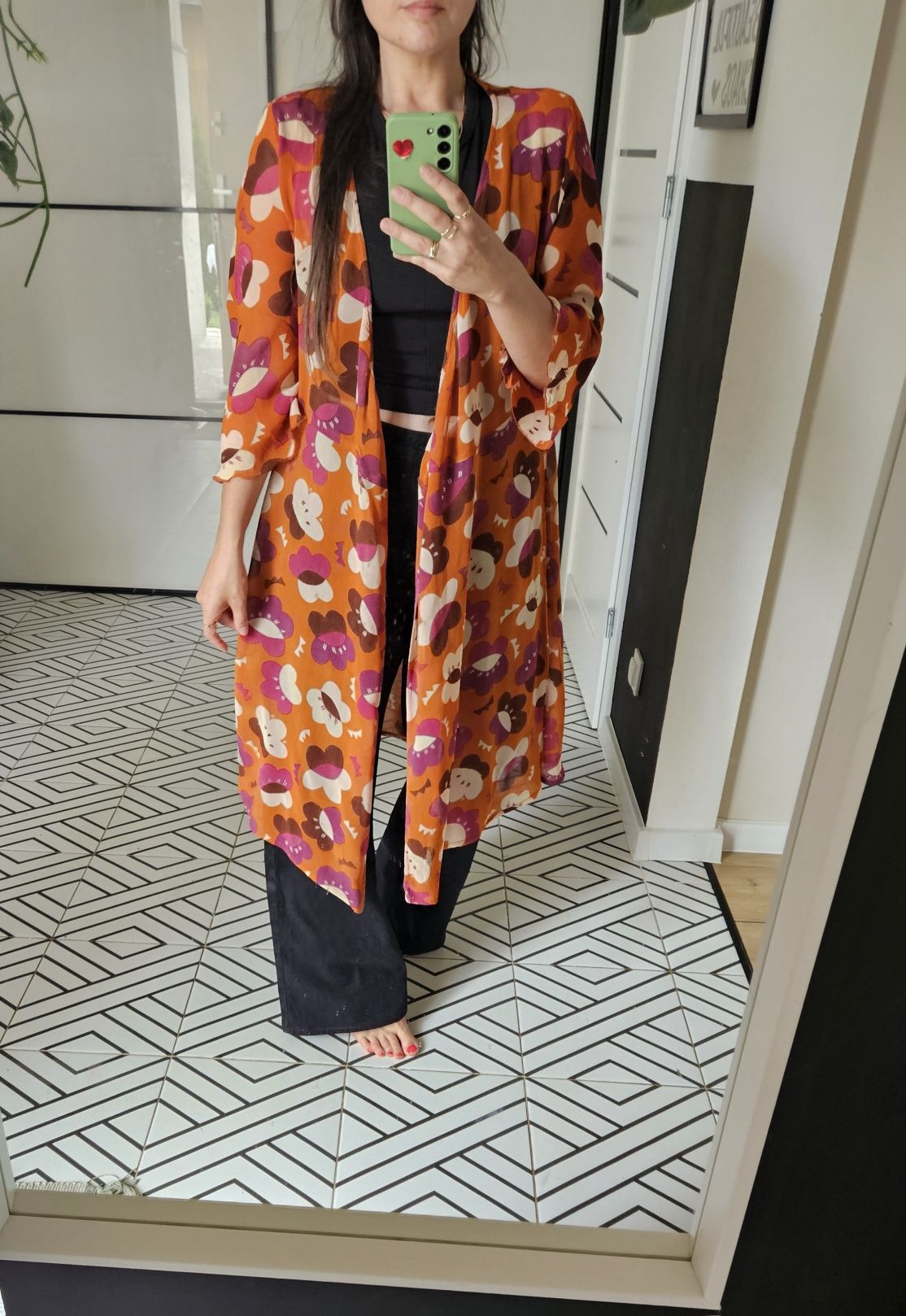 Narzutka damska Gudrun Sjödén  M/L kolorowa boho hippie kimono dłuższe