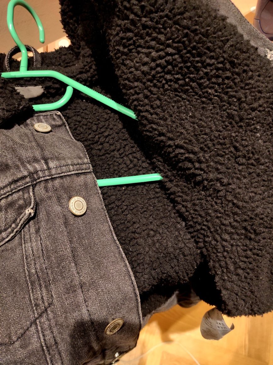 Kurtka jeansowa katana męska czarna ocieplana Primark