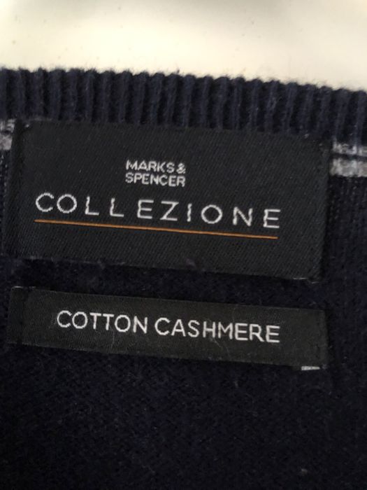 Sweter męski M&S cotton cashmere , XL granatowy , ciepły ,
