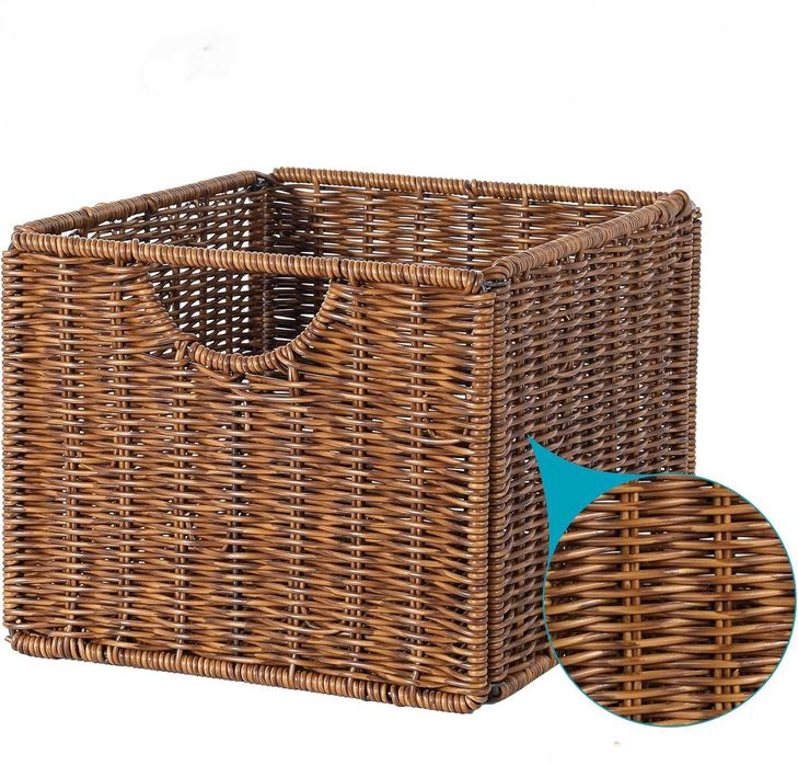 Kosze wiklinowe plastikowe z etykietami 4 szt. brązowe 27x23x19 cm