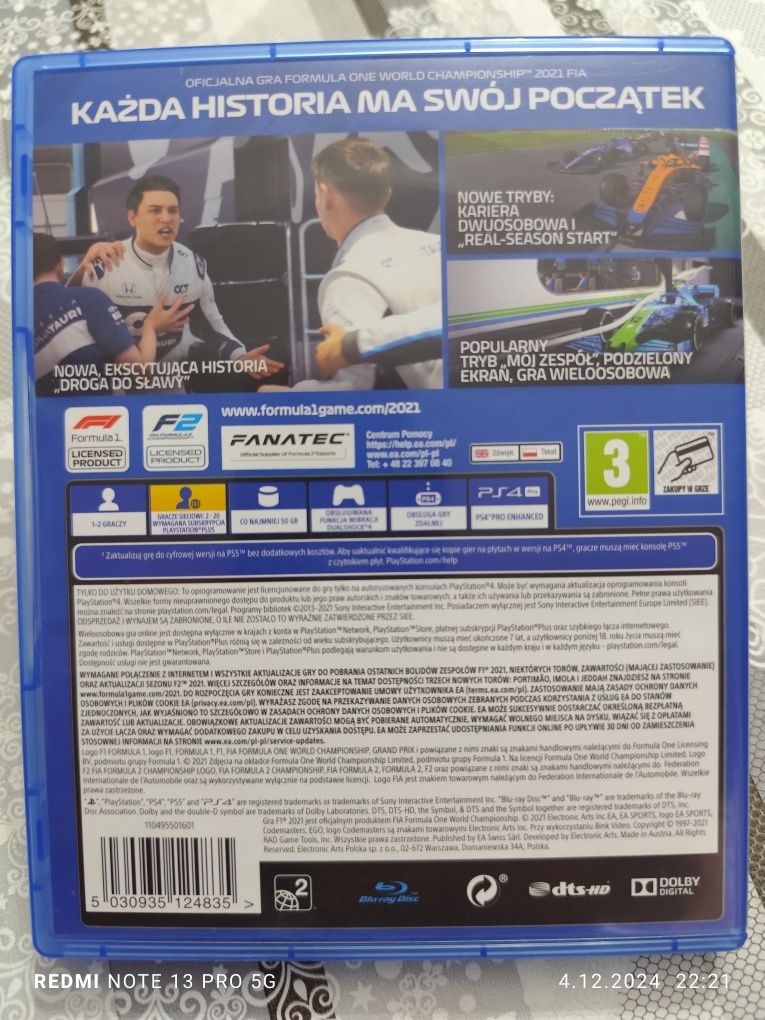 Gra Formuła 1 - F1 2021 na PS4 PlayStation 4 i 5