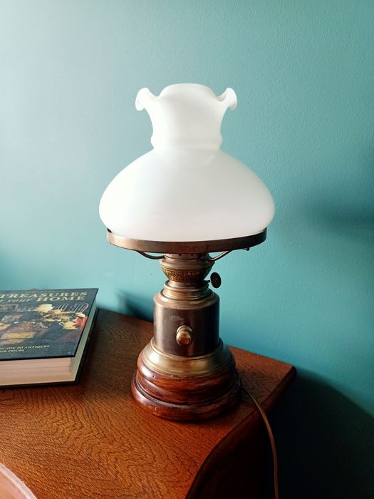 Stara lampa stołowa nocna Kosmos brenner vintage retro PRL klosz