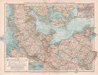 Szlezwik-Holsztyn Meklemburgia Pomorze Rugia Duża mapa 1900 r. autenty