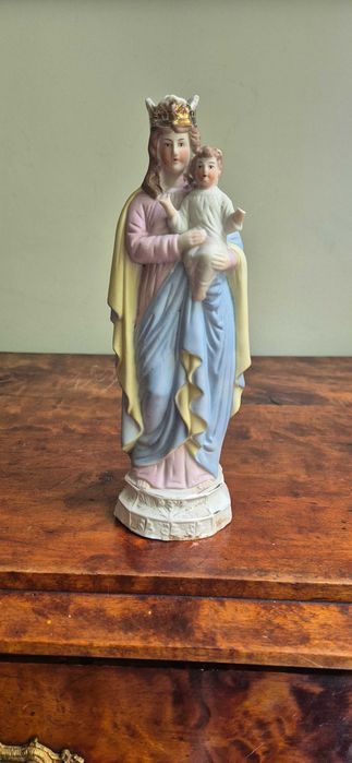 Stara figura sakralna porcelana biskwitowa vieux paris Madonna Maryja