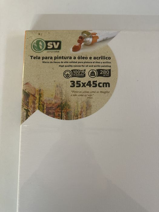 Tela para pintura a oleo ou acrilico 35 x 45 cm 100 % algodao 280 g m2
