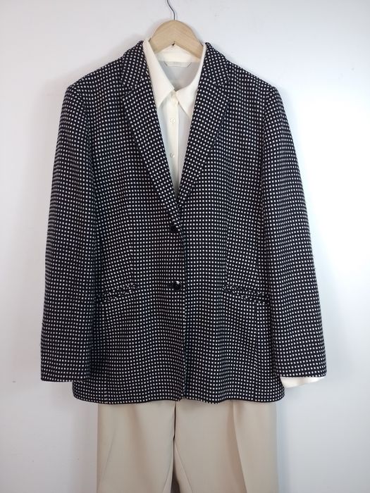 Wełniana marynarka BASLER w czarno-biały geometryczny wzór, rozmiar 42