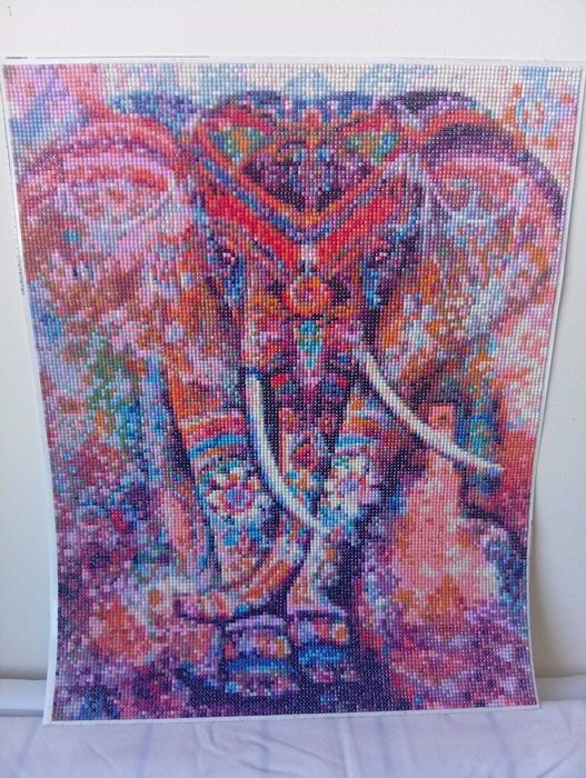 Quadro Pintura Diamante Elefante 35cmX44cm