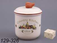Керамическая банка для чеснока country kitchen olive, 12см