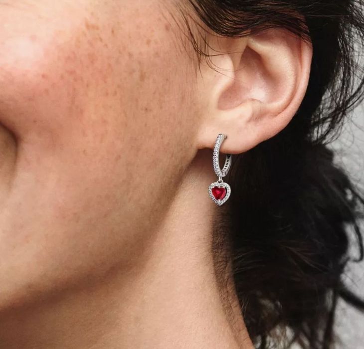 Срібні сережки Pandora  серце. Сережки Пандора