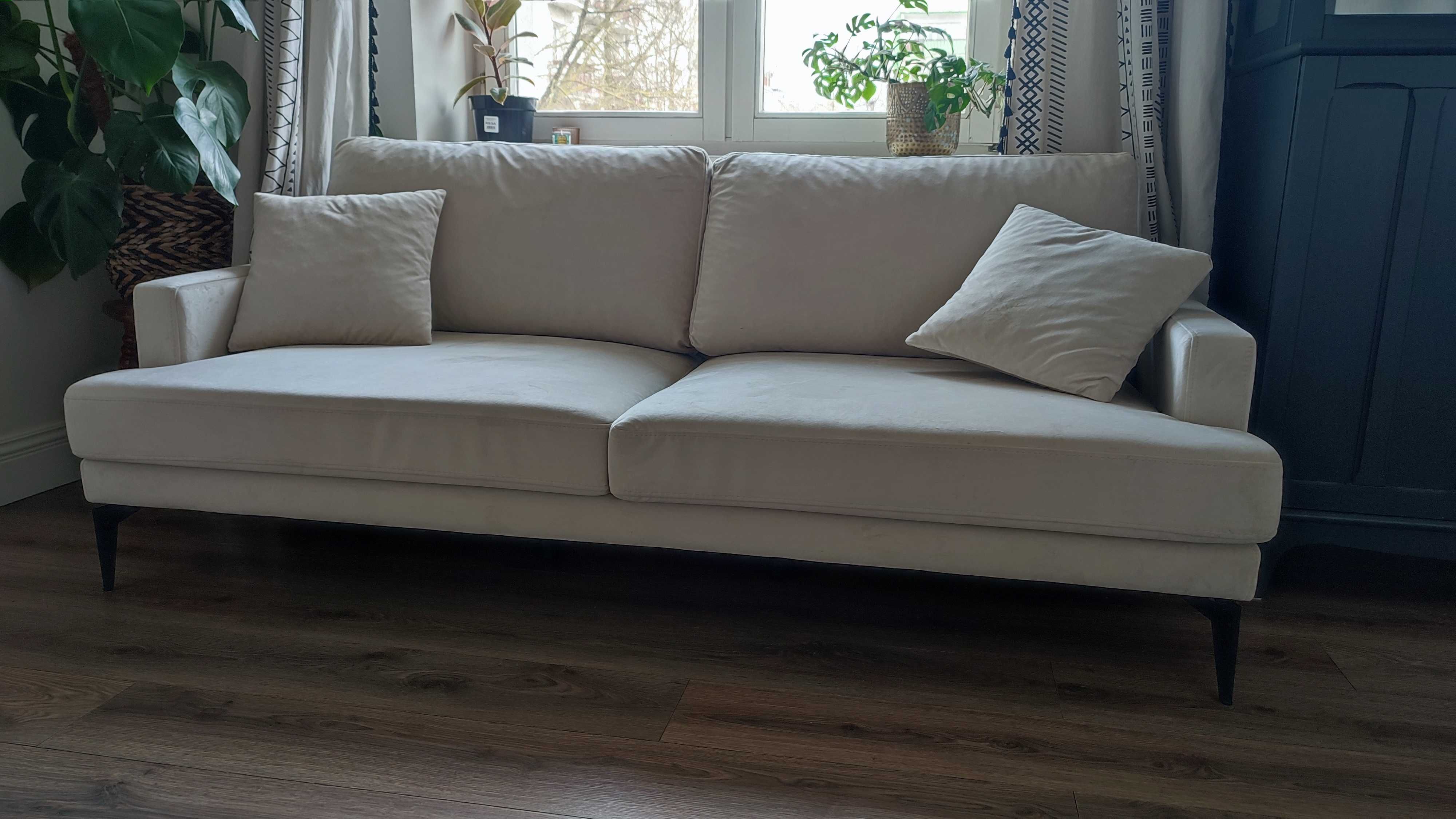 Sofa kanapa 3-osobowa beżowa welur