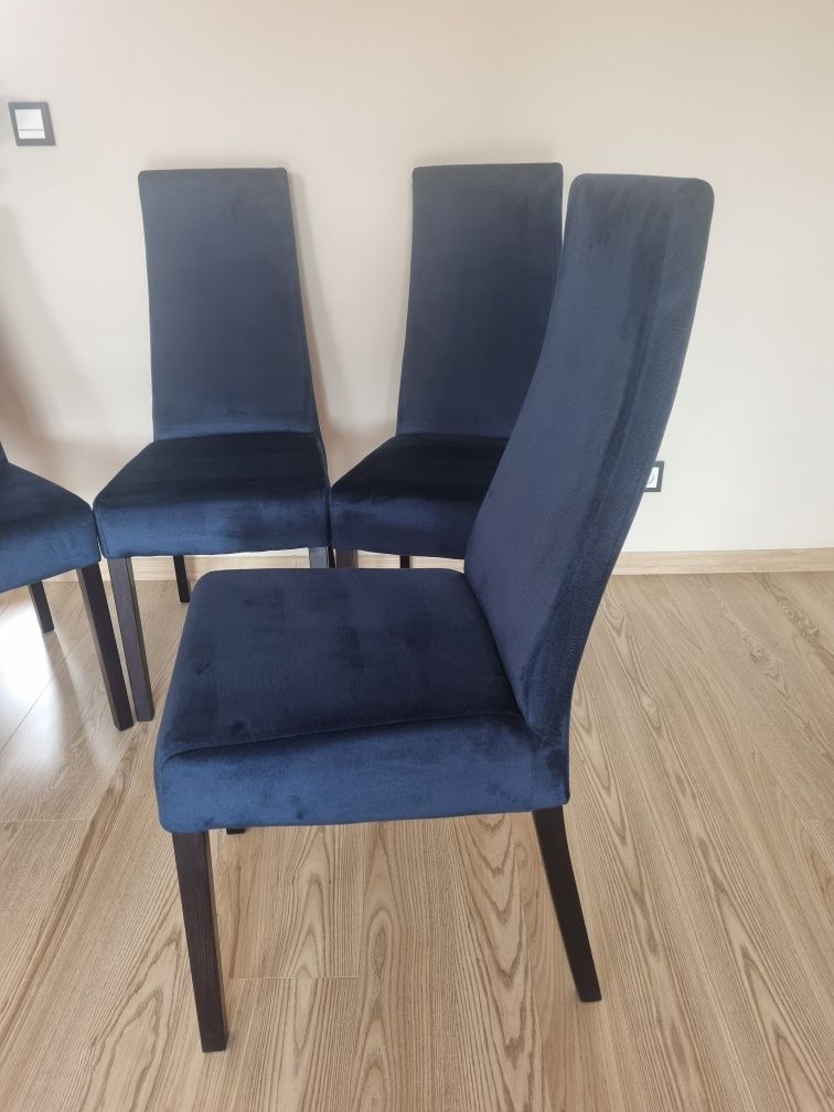 Krzesła drewniane tapicerowane granatowe krzesło do kuchni jadalni