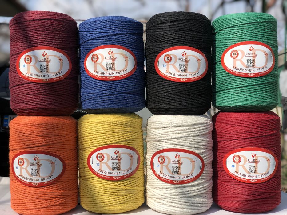 Шнур шпагат бавовняний для макраме 3,5 та 4 мм