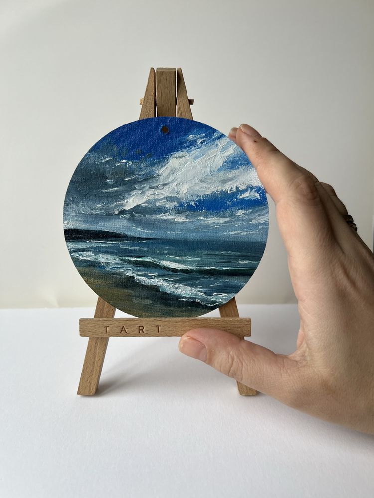 Картина міні морський пейзаж, картина маслом морской декор для дома