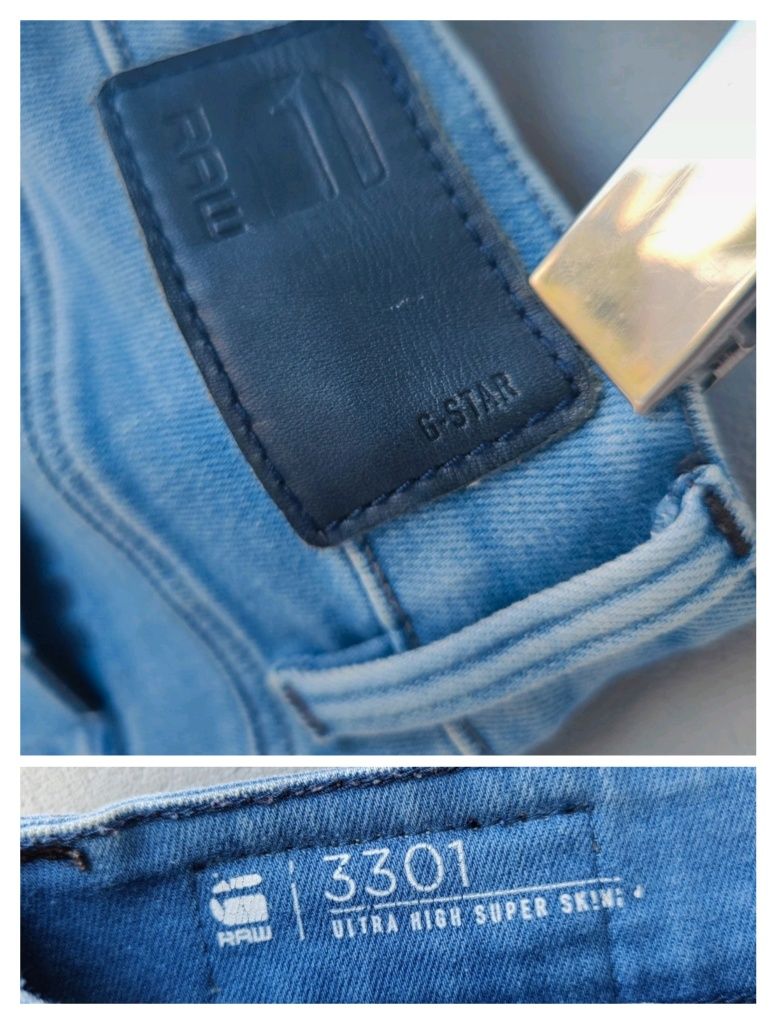 Spodnie jeansowe z wysokim stanem RAW G- Star 3301 34 xs