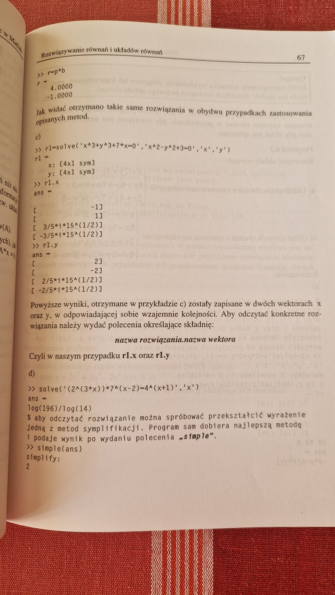 Obliczenia symboliczne i numeryczne Matlab Regel