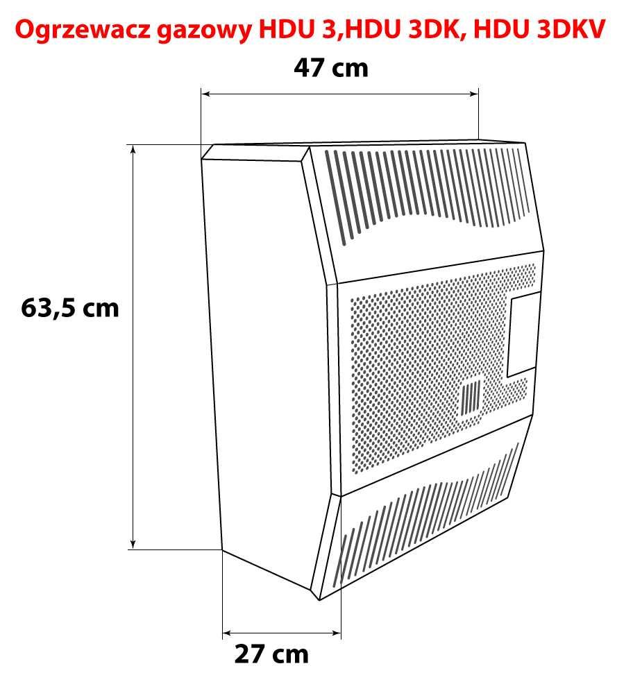 Nagrzewnica gazowa 3 kW z żeliwa i wentylatorem na butle LPG lub GZ