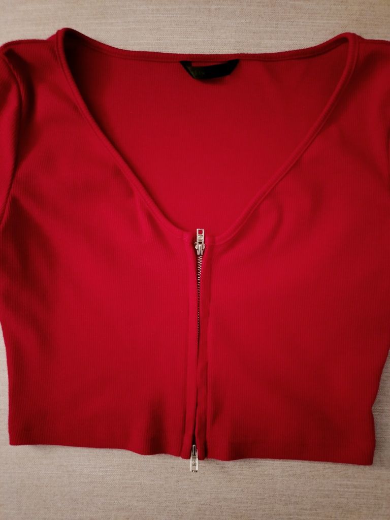 Top/Casaco curto com fecho, vermelho da Shein S/Novo(com portes)