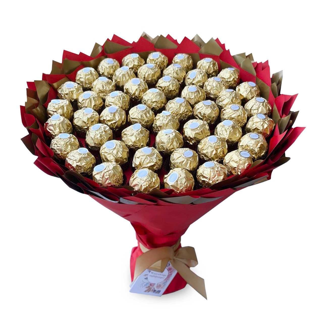 Słodki bukiet z Ferrero Rocher 50 szt. Prezent na 50 Urodziny.