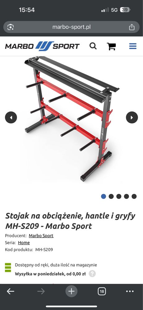 Stojak na obciążenie, hantle i gryfy MH-S209 - Marbo Sport