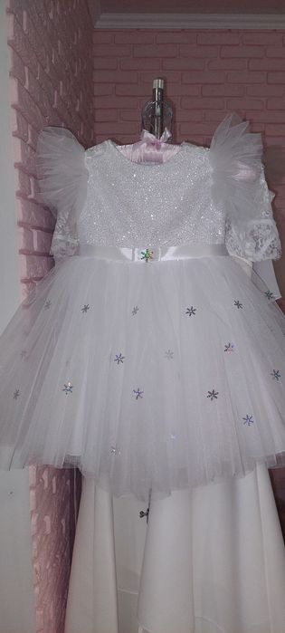 Дитячі святкові новорічніі сукні , детское нарядное платье сніжинка