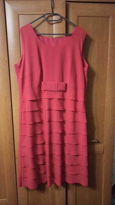 Malinowa suknia sukienka okolicznościowa ślub wesele + bolerko 50 5XL