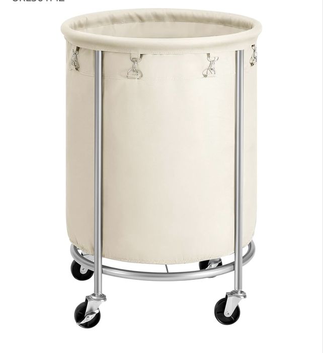 Kosz na pranie na kółkach, stalowa rama, 2 hamulce, zdejmowana torba