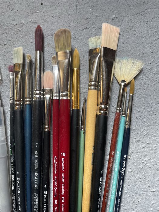 Пензлі для масла і кілька для акварелі, якісні.