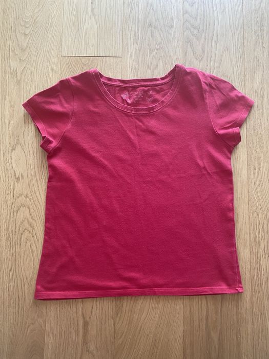 Basic czerwona koszulka damska M prążkowana koszulka