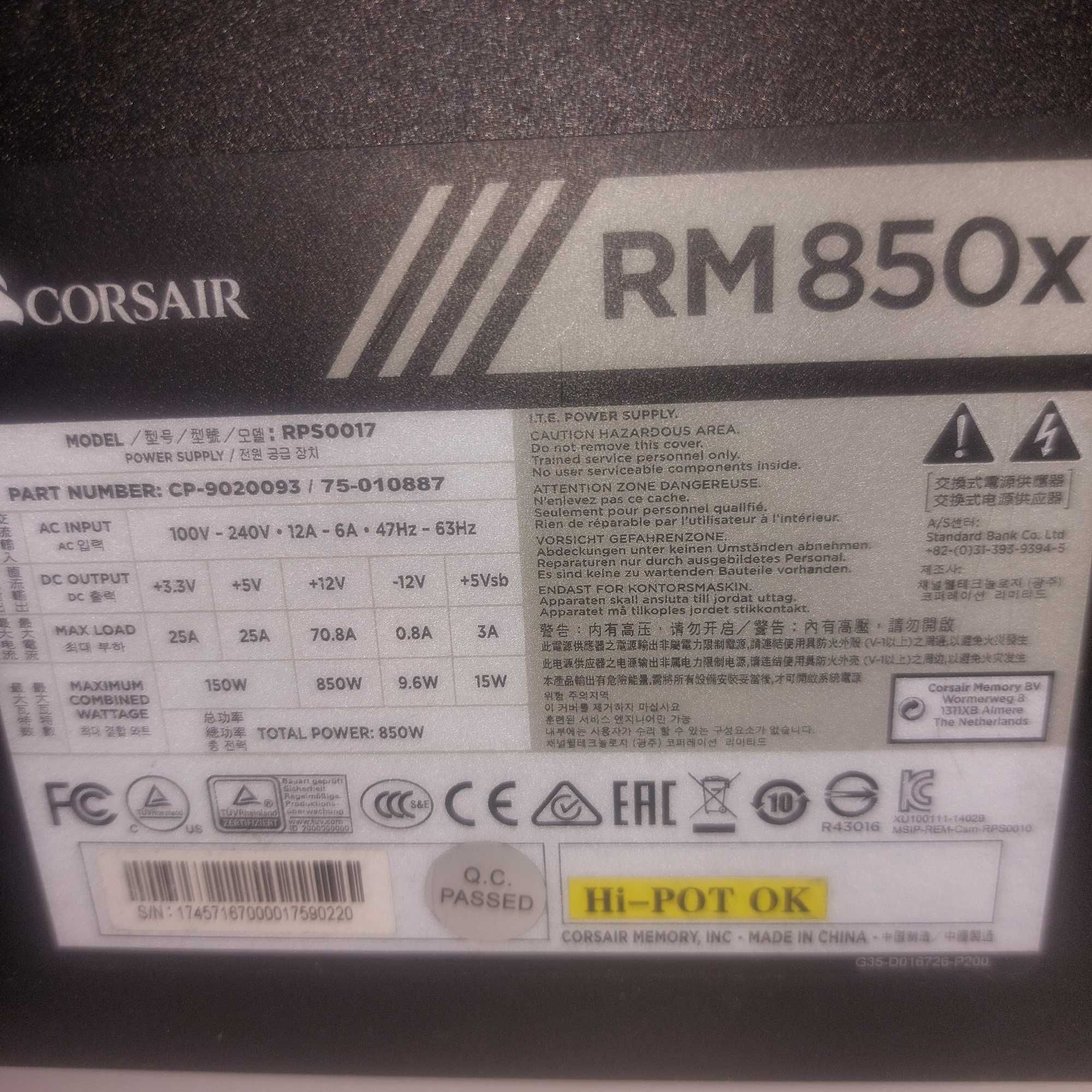 Corsair RM850x 850W 80Plus Gold ATX