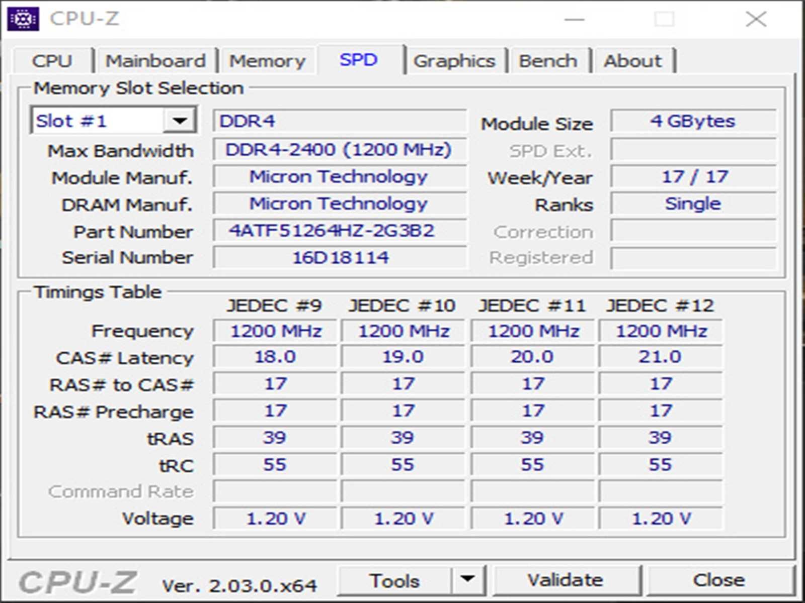 DDR4 8GB Micron 2400T - 1Rx16