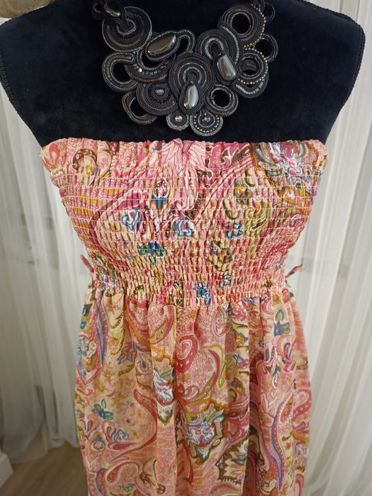 Sukienka plażowa szyfonowa różowa, Boho, Pussycat London, S/36