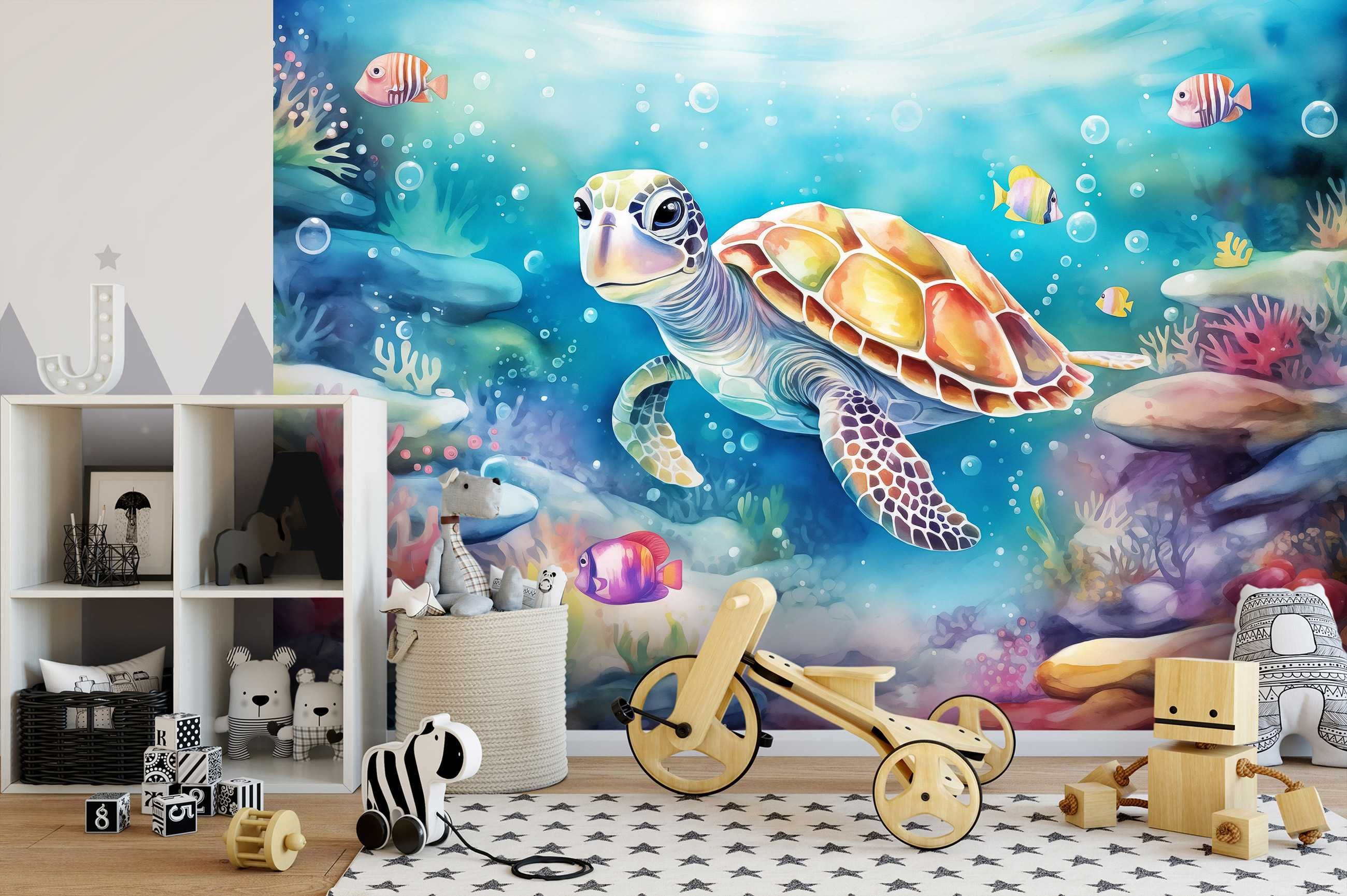 Fototapeta Dla Dzieci Żółw Zwierzęta Woda Ocean 3D Twój Rozmiar + KLEJ