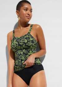 Bonprix top tankini w czarno-zielone wzory r.50