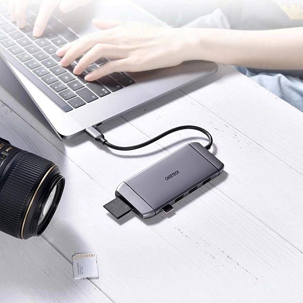 Choetech 9w1 wielofunkcyjny HUB USB Typ C - 3x USB 3.2 Gen 1 / czytnik