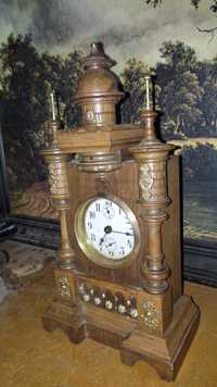 Kolekcjonerski zegar kominkowy z budzikiem Junghans kapliczka podróżna