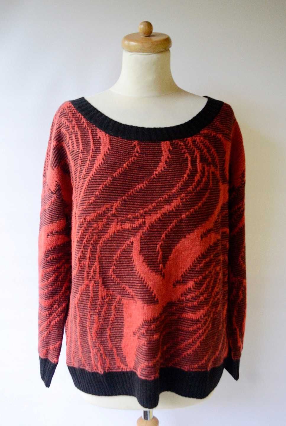 Sweter Nowy Wzory Moher NOWY S Oversize Czerwony