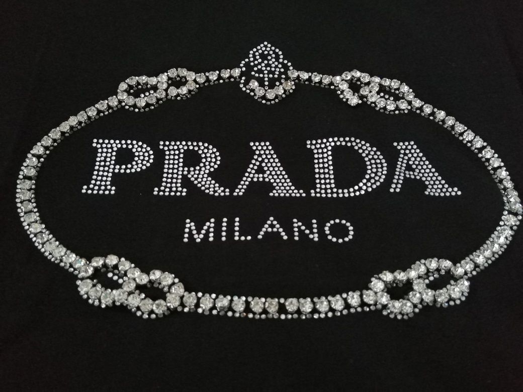 NOWA damska koszulka Prada t-shirt Milano pp bluzka czarna XXL 44