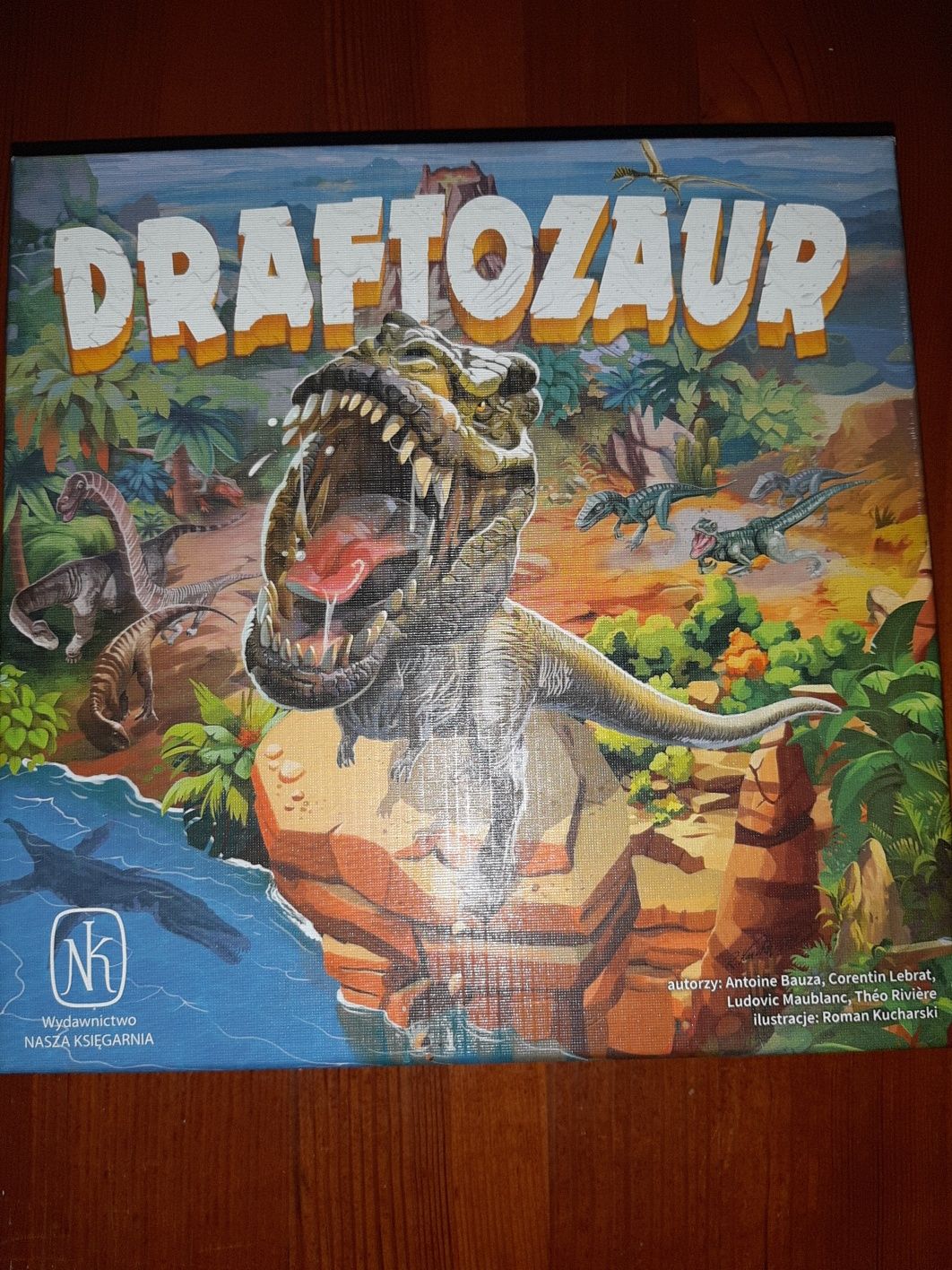 Gra planszowa Draftozaur, Nasza Księgarnia, drewniane dinozaury