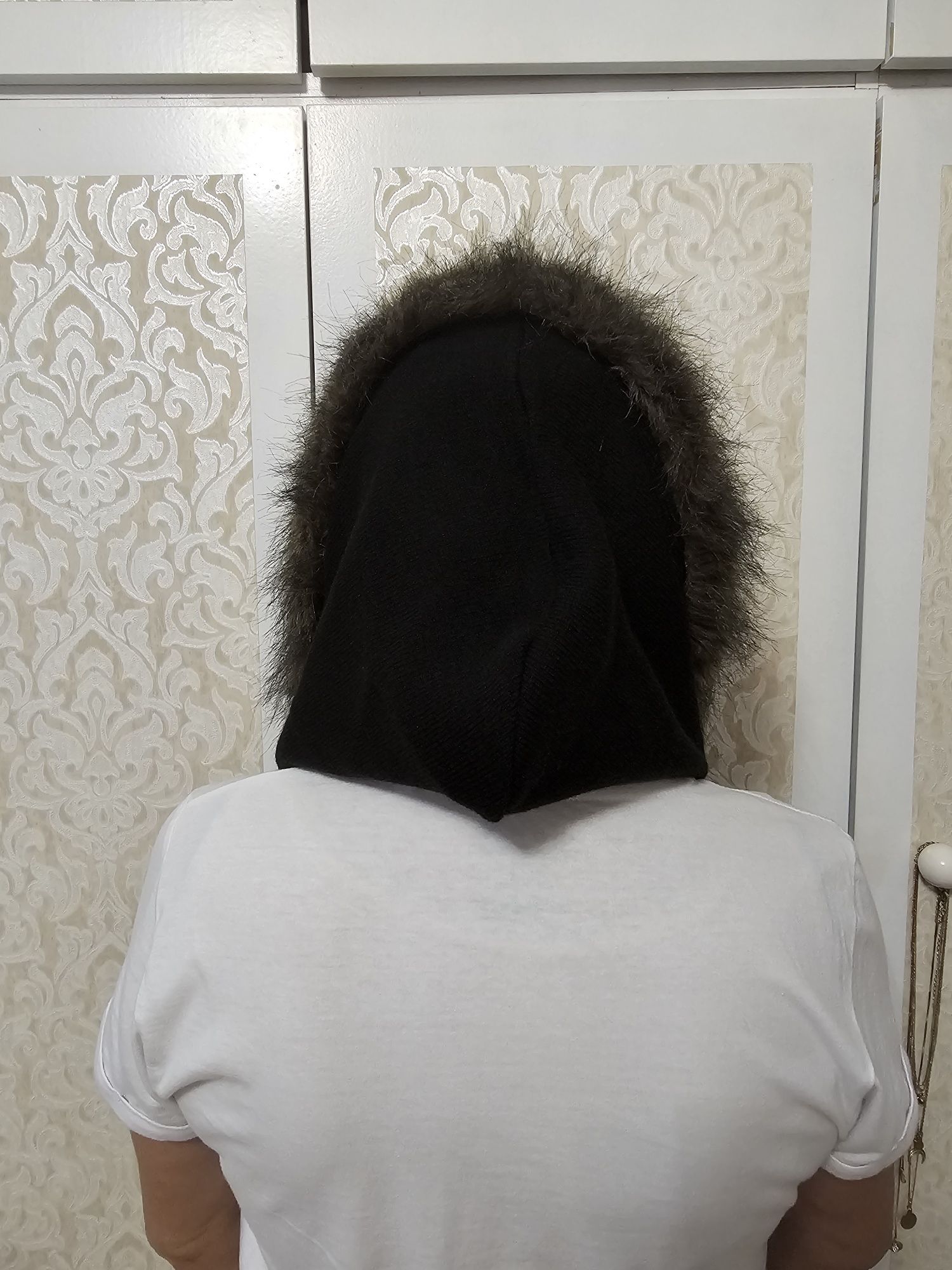 Komin kominiarka kominokaptur czapka balaclava vintage futerko czarny