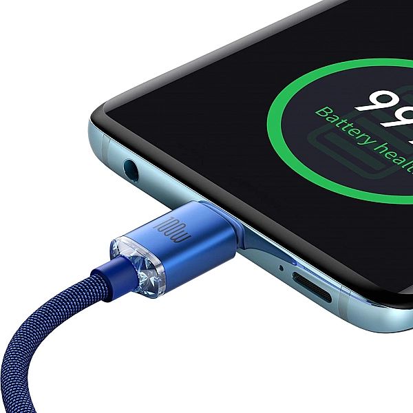 Kabel Baseus CAJY USB-C - USB-C PD 100W 5A 480Mb/s 1,2m - niebieski