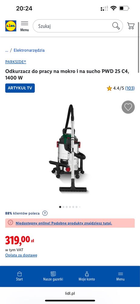 Nowy odkurzac parkside pwd c4 gwanarncja lidl