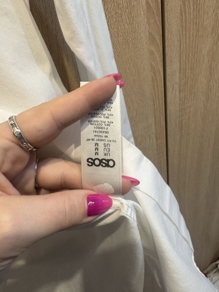 Biała elegancka koszula długa ze stójką asos r. M jak nowa