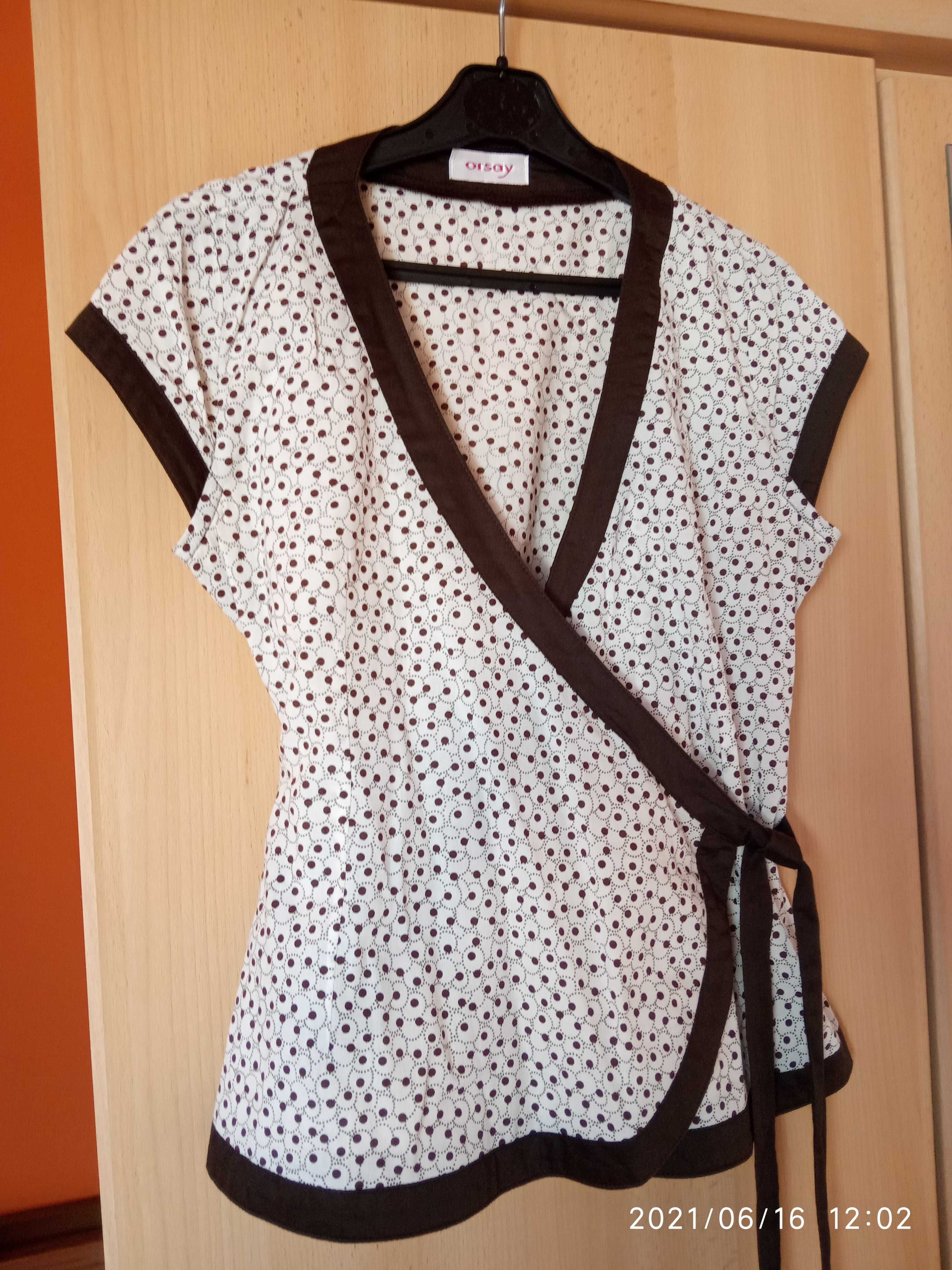 letnia bluzka damska Orsay wiązana na boku naturalny materiał rozm S