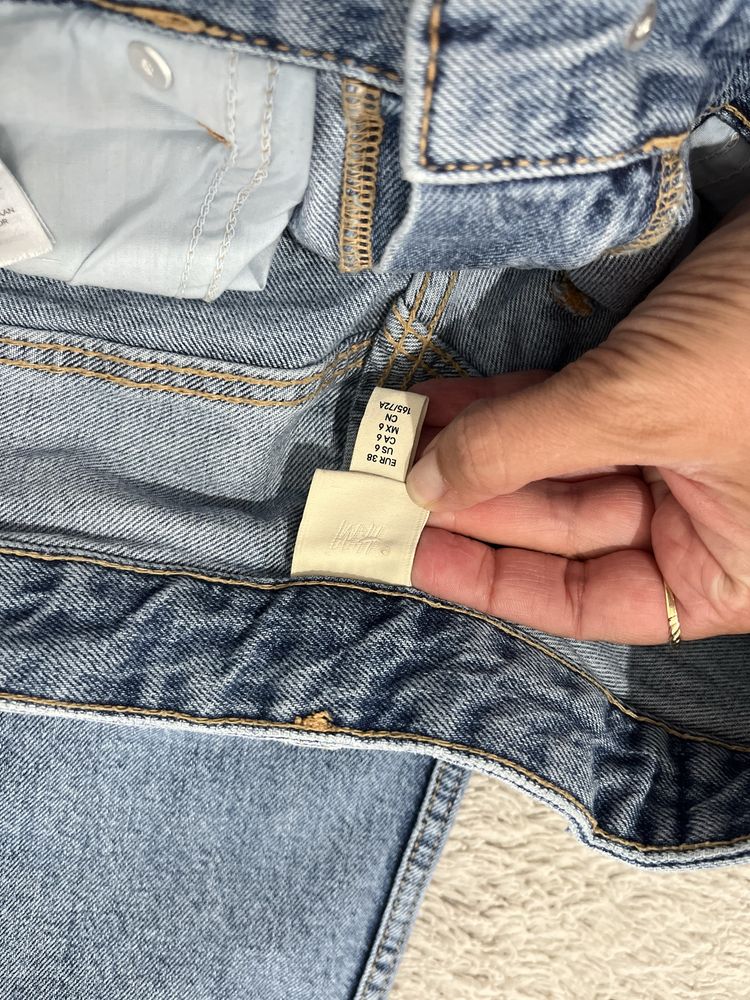 H&M szerokie jeansy r. 38 mom fit niebieskie baggy