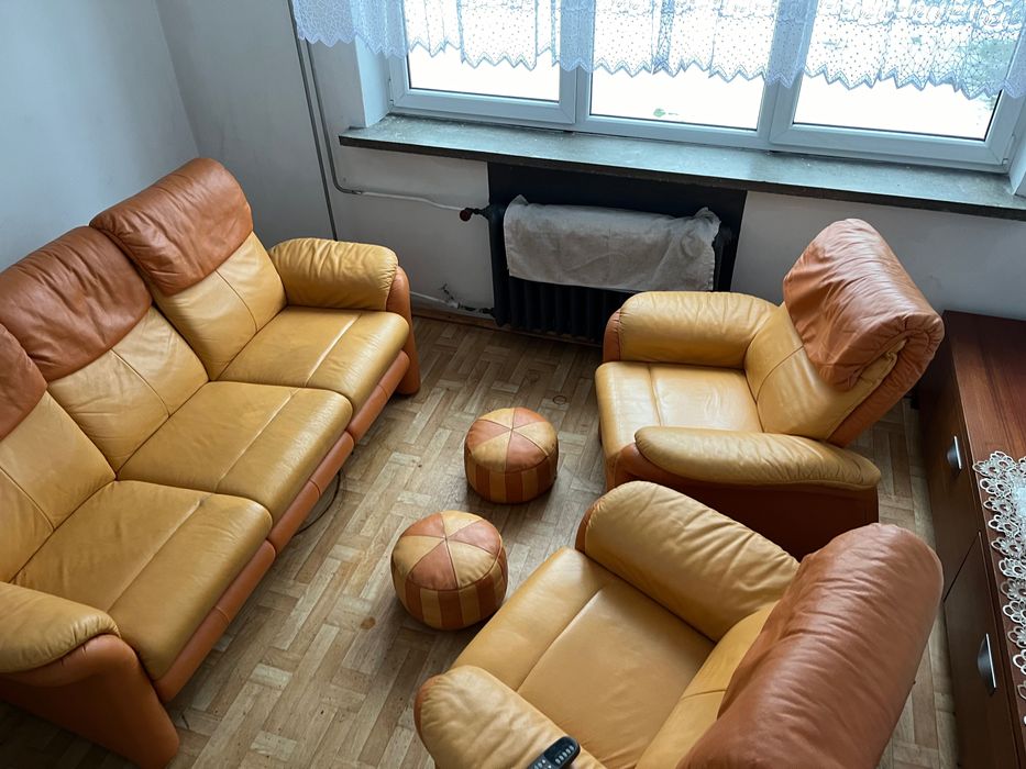 Zestaw wypoczynkowy KLER skóra , masaż wszystko rozkładane